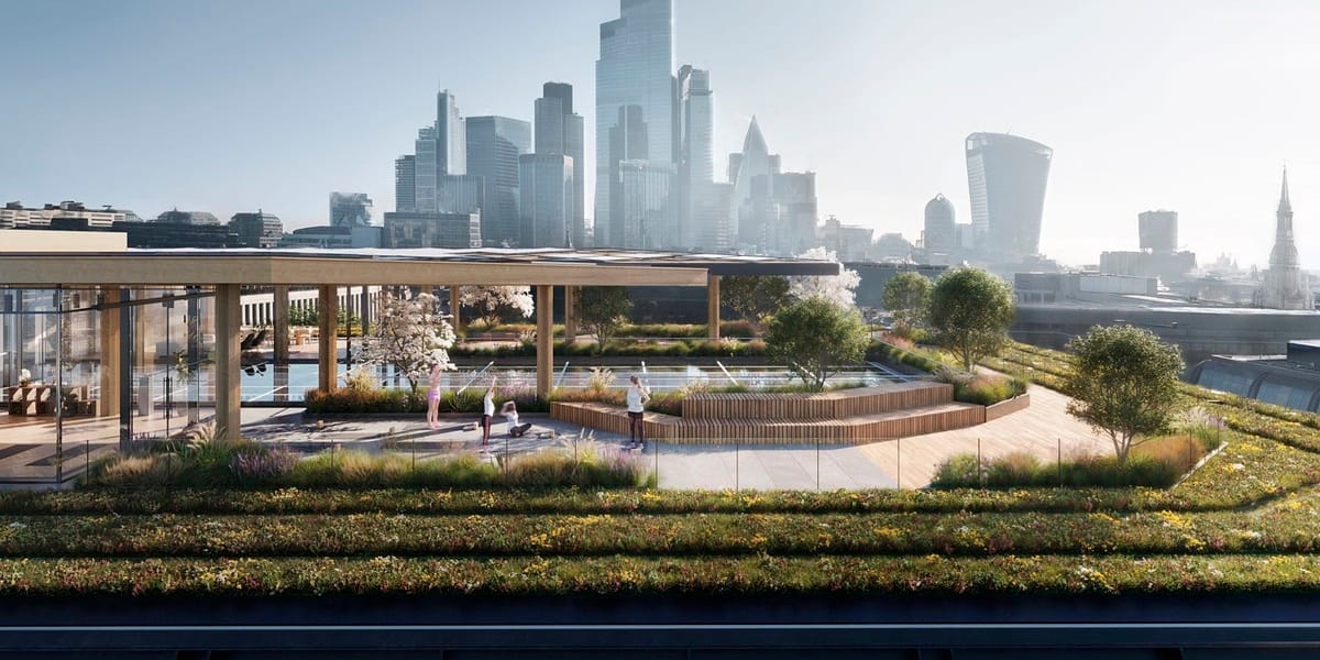 office roof terrace against the london skyline